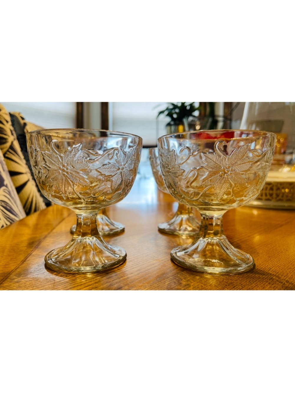 Princess House Clear Pressed Glass Dessert Sherbets - Set of 4